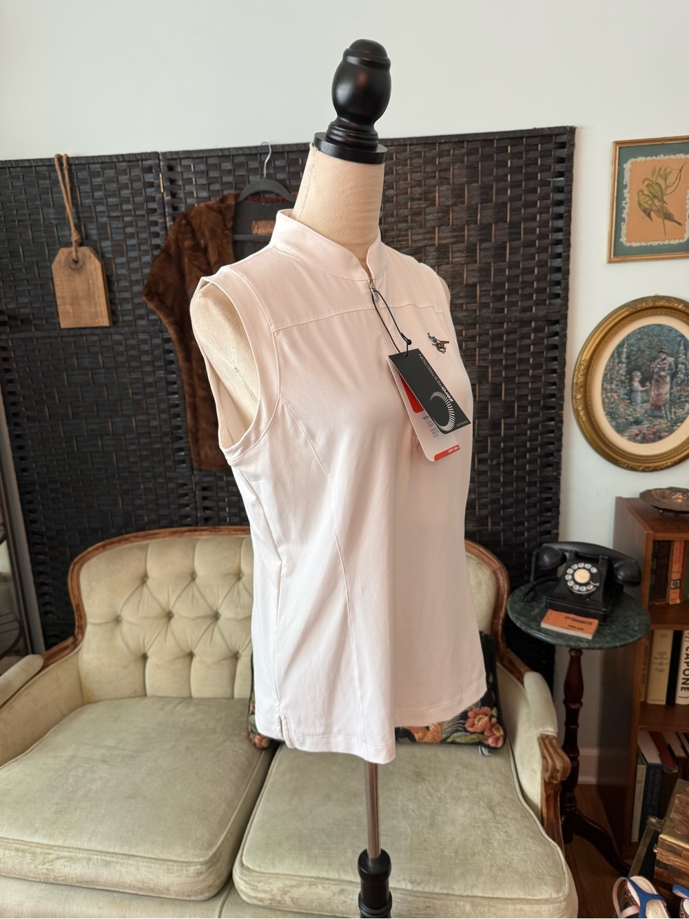 🤍 Zero Restriction Rory Sleeveless Mock Neck Golf Top Sleepy Hollow CC NWT Sz M - Picture 3 of 13